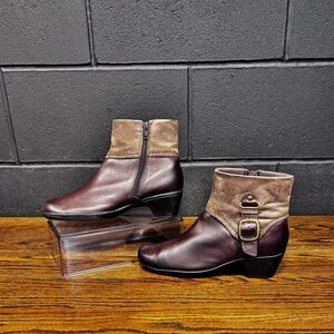 CLARKS Ingalls Brown Leather Zip Ankle Boots Buckle Women’s 8.5